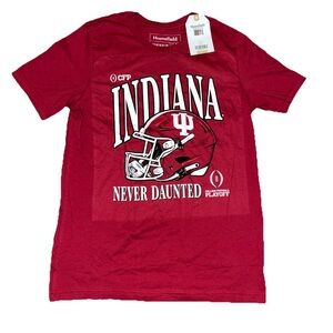 Indiana College Football Bold Print  'Never Daunted' W/Indiana Football T-SHIRT